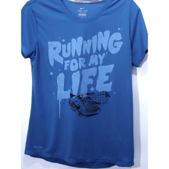 Nike Dri-FIT Women's Running Top — "Running for My Life," Blue, Medium - Picture 4 of 6